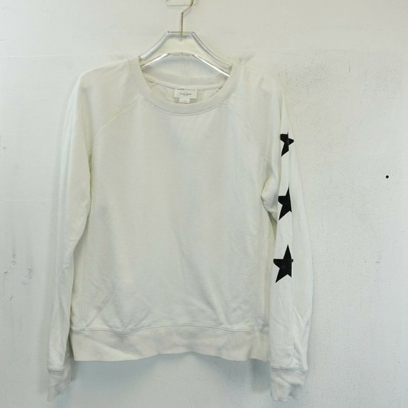 STUDIO COLLECTION Womens Cotton White Raglan Sweater XS Sweatshirt Crewneck Star - Picture 3 of 13